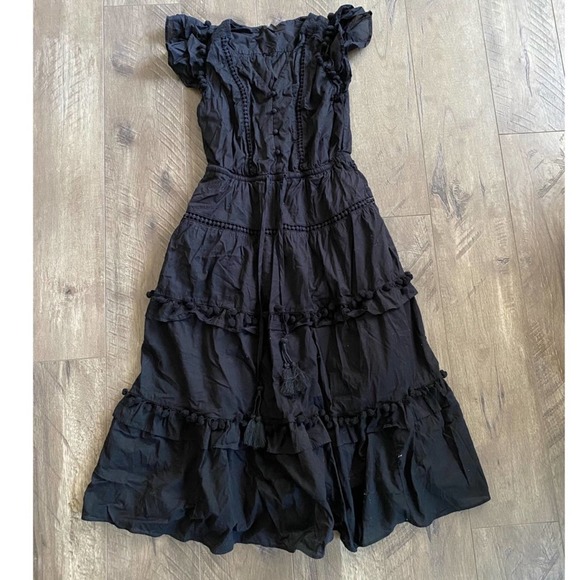 J.Crew Pom Pom Midi Dress Black 2 Blogger Favorite Flutter Sleeve NWOT - Picture 2 of 7